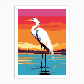 Andy Warhol Style Bird Egret 1 Art Print