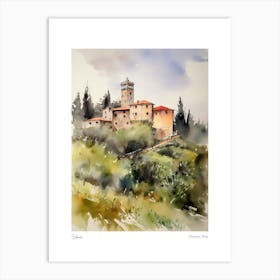 Vinci, Tuscany, Italy 1 Watercolour Travel Poster Art Print