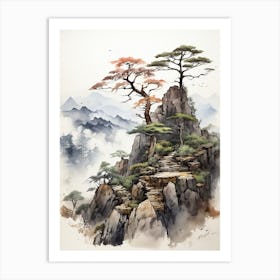 Chugoku Mountains In Multiple Prefectures, Japanese Brush Painting, Ukiyo E, Minimal 4 Art Print