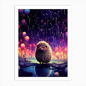 Hedgehog In The Night Sky Art Print