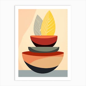 Bowls With Leaves Art Print