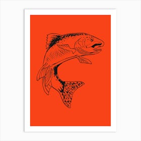 Trout On Orange Background.uk Art Print