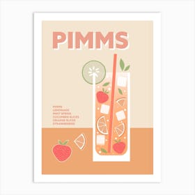 Pimms Cocktail Colourful Drink Wall Art Print