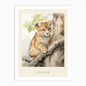 Beatrix Potter Inspired  Animal Watercolour Cougar 2 Art Print