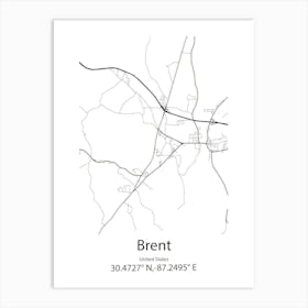 Brent,United States Minimalist Map Art Print