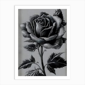 Dark Gothic Black Rose Art Print