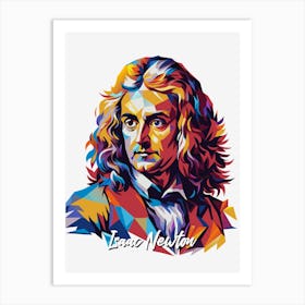 Isaac Newton 02 Portrait WPAP Pop Art Art Print