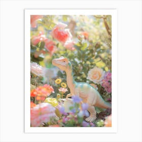 Pastel Toy Dinosaur In The Garden 1 Art Print