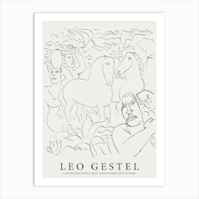 Leo Gestel Landscape With A Man, Two Women And Horses Art Print