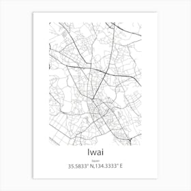 Iwai,Japan Minimalist Map Art Print