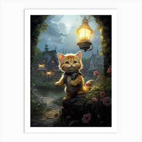 Cute Fantasy Vintage Kitten Kitsch 4 Art Print