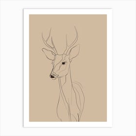 Deer Head Drawing - Boho, Line Art Art Print