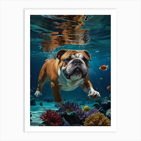 Bulldog Under The Sea Art Print