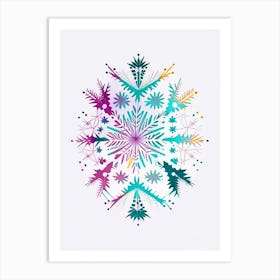 Irregular Snowflakes, Snowflakes, Minimal Line Drawing 3 Art Print