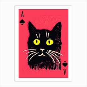 Playing Cards Cat 3 Pink And Black Art Print