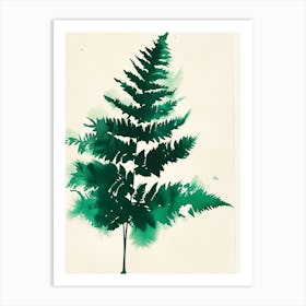 Green Ink Painting Of A Hares Foot Fern 4 Art Print