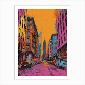 Soho District New York Colourful Silkscreen Illustration 4 Art Print