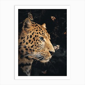 Leopard With Butterflies 1 Art Print