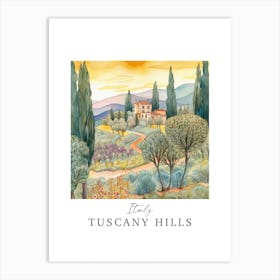 Italy Tuscany Hills Storybook 3 Travel Poster Watercolour Art Print