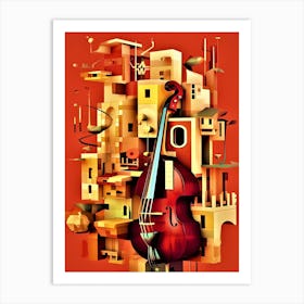 Bass Cello Abstract - Cello In The City Art Print