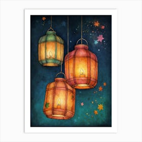 Lanterns With Stars Art Print