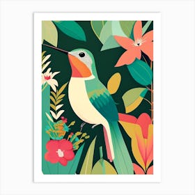 Hummingbird In A Garden Bold Graphic Art Print
