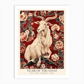 Chinese Lunar Year Of The Goat 2 William Morris Style Art Print