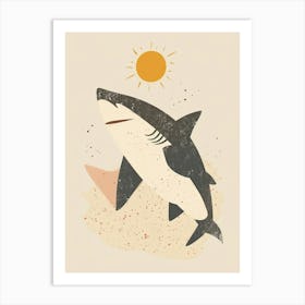 Shark On The Beach Muted Pastels 2 Art Print