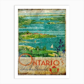 Vintage Travel Poster ― Ontarios Lakelands Canandian National Railways 1 Art Print