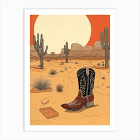 A Cowboy Boot In The Desert 4 Art Print
