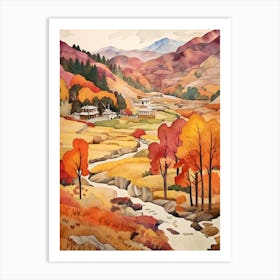 Autumn National Park Painting Rila Monastery Nature Park Bulgaria 3 Art Print