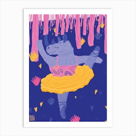 Rhino Ballerina In The Woods Art Print
