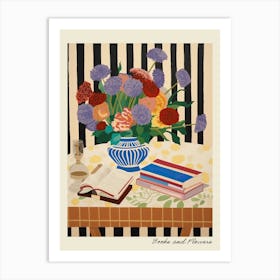 Books And Flowers Art Print