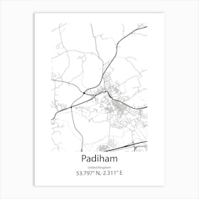 Padiham,United Kingdom Minimalist Map Art Print