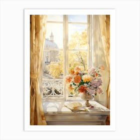 Window View Of Vienna Austria In Autumn Fall, Watercolour 1 Art Print
