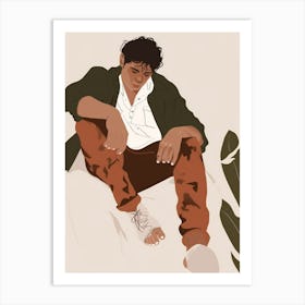 Illustration Of A Man Sitting On A Couch Art Print