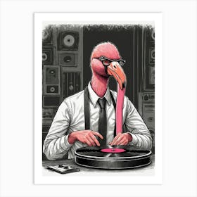 Flamingo Dj Art Print