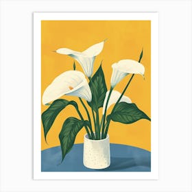 Calla Lily Flowers On A Table   Contemporary Illustration 3 Art Print