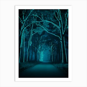 Night In The Forest, Neon Art Print