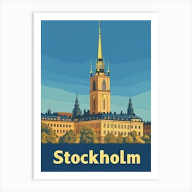 Aihrgdesign A Retro Travel Poster For Stockholm Featuring The 933fe8e1 6bbf 4369 Bd44 9f4a3cc458b8 0 Art Print