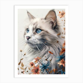 Cat With Blue Eyes 1 Art Print