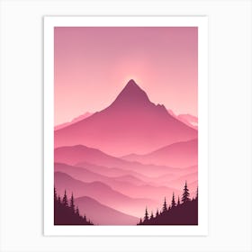 Misty Mountains Vertical Background In Pink Tone 79 Art Print
