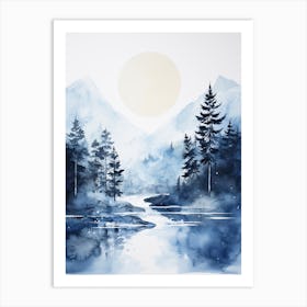 Watercolour Of Jiuzhaigou Valley   China 1 Art Print