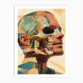 Man With A Skull Collage Art Print