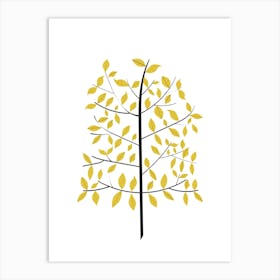 Minimalist Tree Print Yellow Art Print