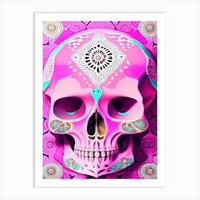 Skull With Mandala Patterns Pink Paul Klee Art Print