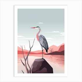 Minimalist Great Blue Heron 2 Illustration Art Print