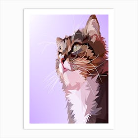 Low Poly Cat Art Print