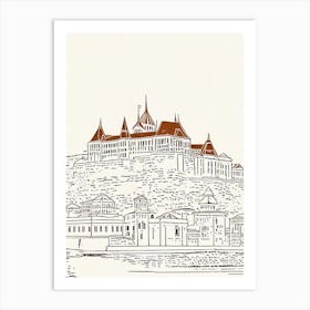 Castle Hill Budapest Boho Landmark Illustration Art Print