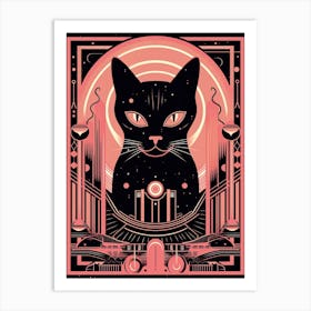 The Judgment Tarot Card, Black Cat In Pink 2 Art Print